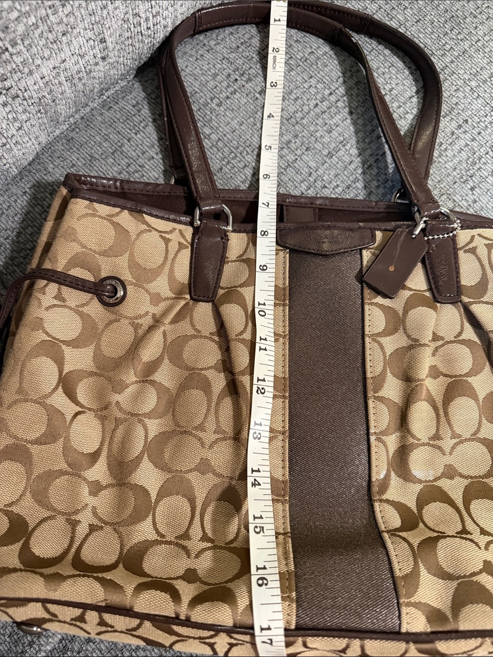 Coach Khaki and Brown Signature Tote - Picture 10 of 11